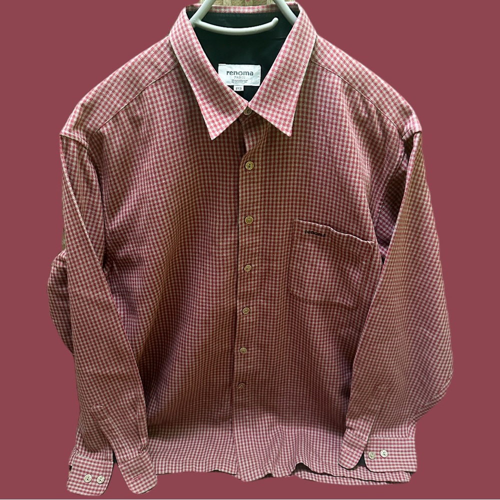 Renoma Men's Red Checkered Shirt size M